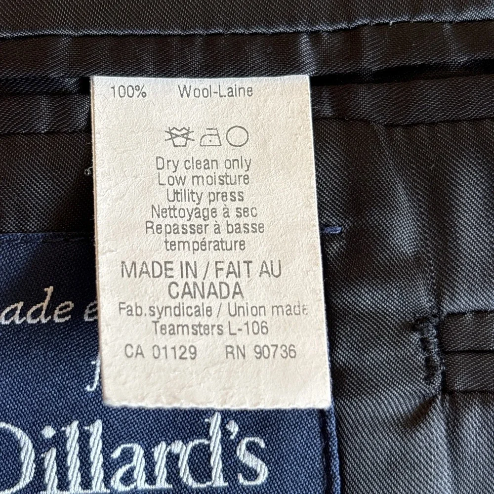 Ralph Lauren Men 44L Black Pinstripe 100% Wool Blazer Made Canada